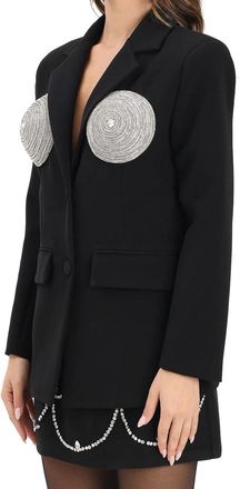 TPN Black Polyester Long Jacket