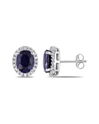 Rina Limor 14K 5.70 Ct. Tw. Diamond & Sapphire Halo Earrings
