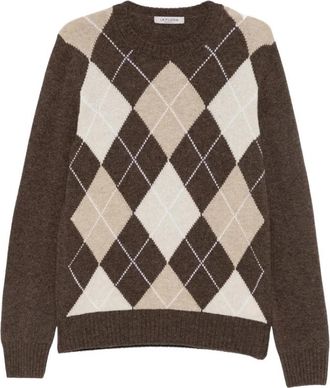 La Fileria Argyle Crewneck Sweater - Heren - Ronde hals truien - Bruin - XL - Truien & Vesten