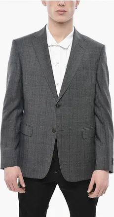 Ermenegildo Zegna Two-Button Wool Jacket With District Check Pattern size 54