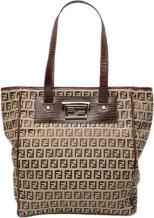 Fendi Pre-owned Vintage Canvas Tote Bag - Dames - Vintage Shopper - Bruin - ONE Size - Vintage
