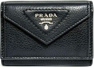 Prada Black Leather Wallet (Tri-Fold) (Pre-Owned)