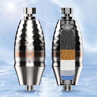 OEM Filtro De Ducha 2 En 1 Con Temporizador Y Vitamina C: Elimina El Cloro, La Cal Y Los Metales Pesados. Superficie Plateada