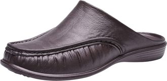 Generic Slippers Mens Leisure Vintage Slippers Soft Leather Comfortable Home Closed Toe Slippers Spring Summer Autumn Non-Slip Indoor Slippers Leisure Shoes f