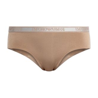 Emporio Armani Bottoms, female, Beige, Size: S Logo Briefs
