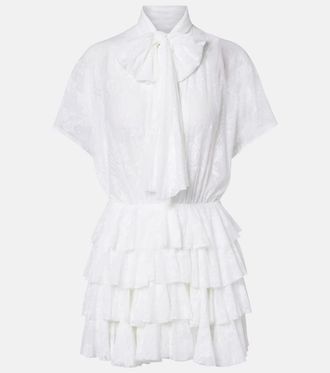 Norma Kamali Lauren semi-sheer tiered lace minidress