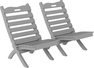 OUTSUNNY juego de 2 sillas de jardín de madera sillas exteriores con diseño listones y respaldo inclinado carga 120 kg para terraza 78x48x76 cm gris