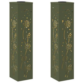 vidaXL Luz De Camino Led Solar Con Luces Con Bater&iacute;a 2 Pcs Verde Oliva Vidaxl