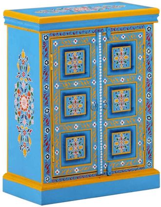 vidaXL Aparador de madera maciza de mango turquesa pintado a mano Vidaxl