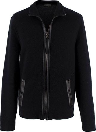 Prada Black Wool and Cashmere Blend Zip Up Jacket Size M