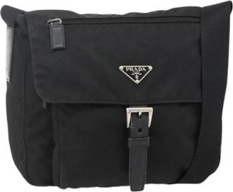 Prada Pre-owned Cross Body Bags, female, Black, Size: ONE SIZE Pre-owned Vintage Nylon Shoulder Bag