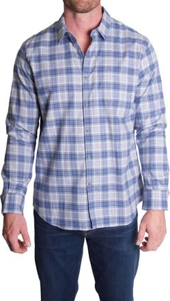 Vince Vineyard Plaid Shirt In Light Iron/faded Cobalt