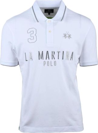 La Martina White Cotton Elastane Polo