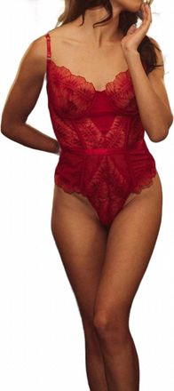 Kilo Brava Embroidered Underwire Bodysuit In Scarlett