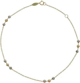 Italian Gold, Inc 10K Triple Bead Station Adjustable Anklet