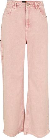 Timberland Cargo-jeans voor dames met hoge taille, wijde pijpen en een gewassen look (Perzik Roze)