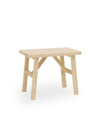 Deco Wood Taburete de madera maciza en tono natural de 45x55cm