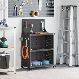 Berkfield Home Tool Trolley Black 65 x 35 x 111 cm Powder-coated steel