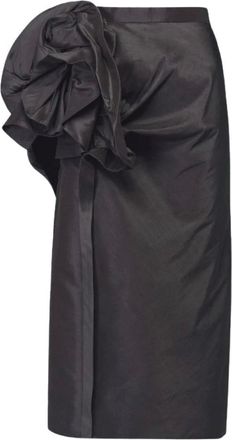 Maison Margiela Rok met bloemenmotief - Dames - Rokken - Zwart - Maat: S Satijn