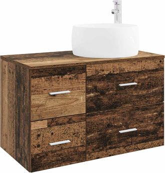 vidaXL Juego De Muebles De Ba&ntilde;o 2 Uds. Madera Envejecida Vidaxl