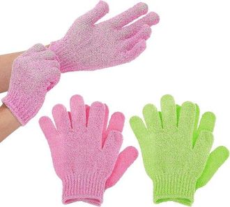 No Brand 2 Pares De Guantes Exfoliantes Para Ducha Corporal, Guantes De Ba&ntilde;o De Doble Textura Para Spa, Masajes Y Eliminaci&oacute;n De Piel Muerta