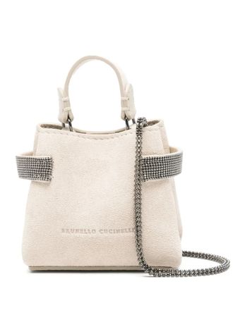 Brunello Cucinelli embellished top-handle coin pouch - Neutrals