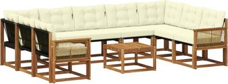 vidaXL Conjunto De Sof&aacute;s De Exterior 10 Uds. Natural Y Crema Vidaxl
