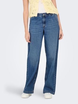 Only Relax-fit-Jeans ONLY ONLCOMET MW WIDE DNM PIM620 NOOS, Damen, Gr. XS (34), L&auml;nge 32, blau (medium blau denim), Denim/Jeans, Obermaterial: 100% Baumwol