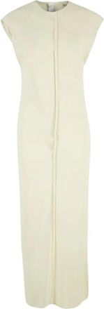 Ami Long Raw Edge Details Dress - Dames - Casual kleedjes - Beige - S - Polyester - Kleedjes