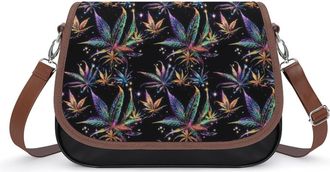 Generic Colorful Weed Leaves Crossbody Bags for Women Shoulder Messenger Bag Purse Handbags