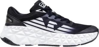 Emporio Armani Geometrisch patroon herensneakers - Heren - Sneakers - Zwart - 42 2/3 EU - Polyester - Schoenen