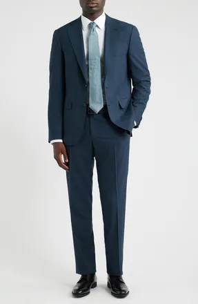 Canali Capri Trim Fit Solid Wool Suit in Dark Blue at Nordstrom, Size 62