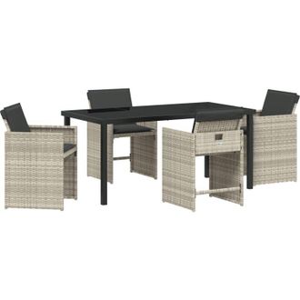 vidaXL Conjunto De Comedor De Jard&iacute;n 5 Pcs Gris Claro Polirat&aacute;n Vidaxl