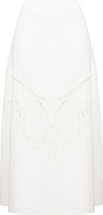 Chloé high-waisted embroidered-design skirt - women - Ramie/Polyester/Viscose/Cotton - 38 - White