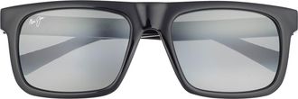Maui Jim 56mm Polarized Square Sunglasses in Black Black Grey at Nordstrom Rack
