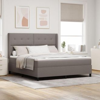 vidaXL LED Box Spring Bed with Mattress Taupe 180 x 200 cm Fabric vidaXL