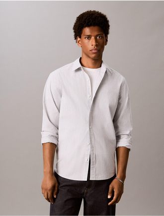 Calvin Klein Jeans Calvin Klein Mens Cotton Stretch Stripe Oxford Classic Button-Down Shirt - Green - 2XL