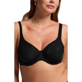 Hunkem&ouml;ller Mesh Non-padded Underwired Bra in Caviar at Nordstrom, Size 32Ddd