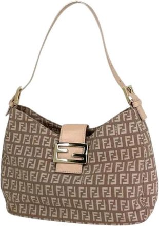Fendi Pre-owned Vintage Schoudertas - Dames - Vintage Schoudertas - Beige - ONE Size - Leer - Vintage
