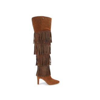 Kurt Geiger Womens Suede Shoreditch Otk Boots - Tan - Size UK 7