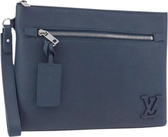 Louis Vuitton Pre-owned Vintage Clutch - Dames - Vintage Clutch - Blauw - ONE Size - Leer - Vintage