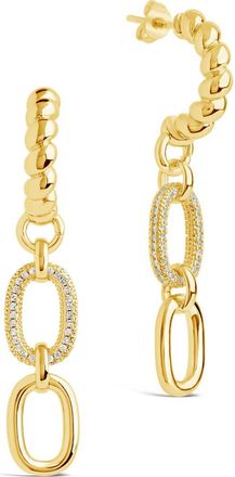 Sterling Forever Andi CZ Drop Hoop Earrings in Gold at Nordstrom Rack