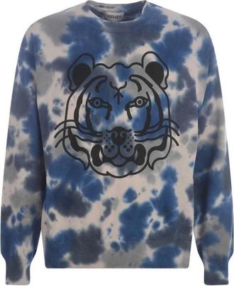 Kenzo Tijgerhoofd Katoenen Trui - Heren - Sweatshirts - Grijs - M - Katoen - Hoodies & sweatvesten