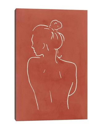 iCanvas Icanvas Female Body Sketch - Terracotta Canvas Wall Art