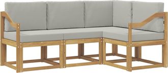 vidaXL Conjunto De Sof&aacute;s De Exterior 4 Uds. Blanco Y Gris Claro Vidaxl