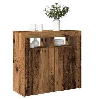 vidaXL Credenza Con Luci Led Legno Antico 80x35x75 Cm In Truciolato - Vidaxl