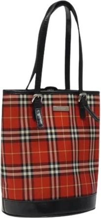 Burberry Pre-owned Bucket Bags, female, Red, Size: ONE SIZE Pre-owned Canvas Bucket Bag