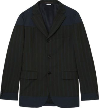 Comme Des Gar&ccedil;ons panelled striped blazer - men - TENCEL/Polyester - S - Green