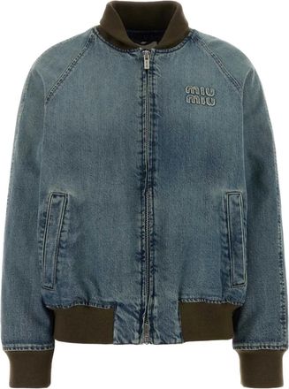 Miu Miu Denim bomber jacket - Blu