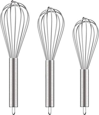OEM 3 Piezas, Batidor De Huevos, Batidor De Huevos Manual, 8 Pulgadas + 10 Pulgadas + 12 Pulgadas, Batidora De Crema, Plateado, Acero Inoxidable